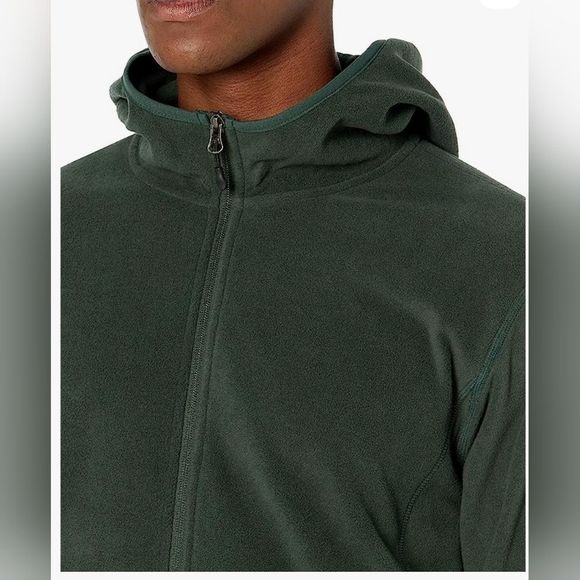 Amazon Essentials Mens Polar Fleece Long Sleeve Zip Front Forest Green Hoodie M - Picture 3 of 8